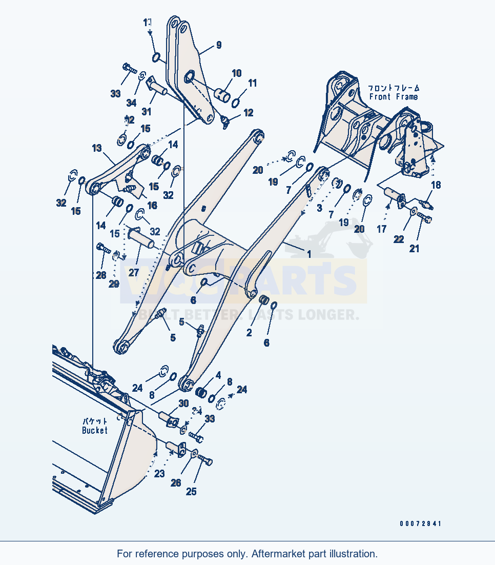 Komatsu WA200PZ-6 Lift Arm And Bellcrank parts diagram