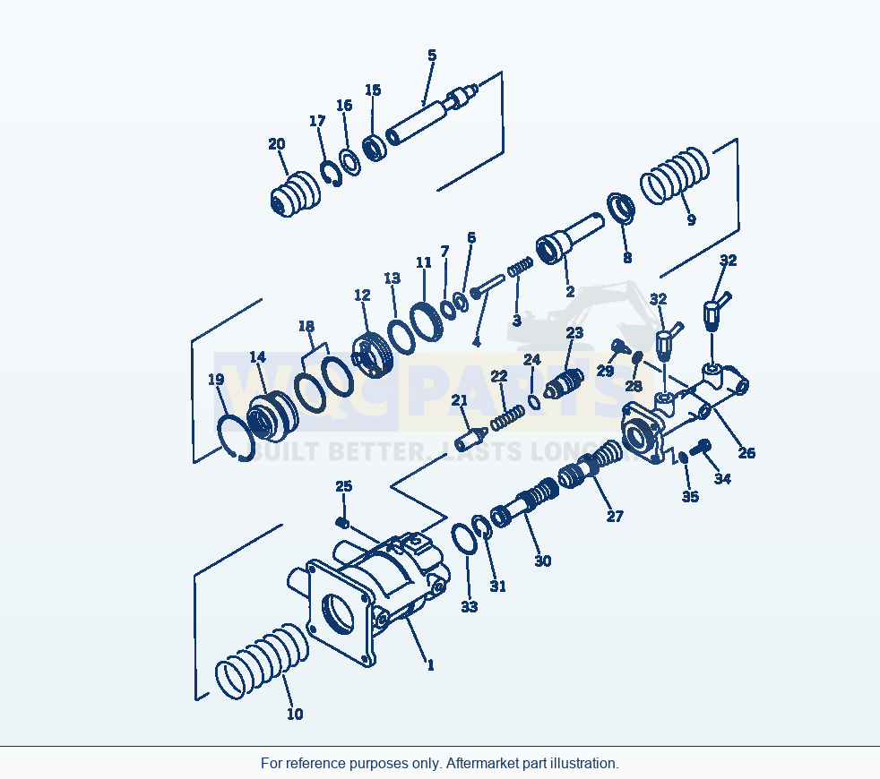 Komatsu WA250-1 Booster And Master Cylinder parts diagram