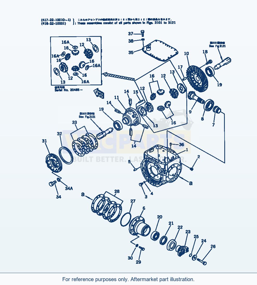 Komatsu WA250-1 Front Differential parts diagram