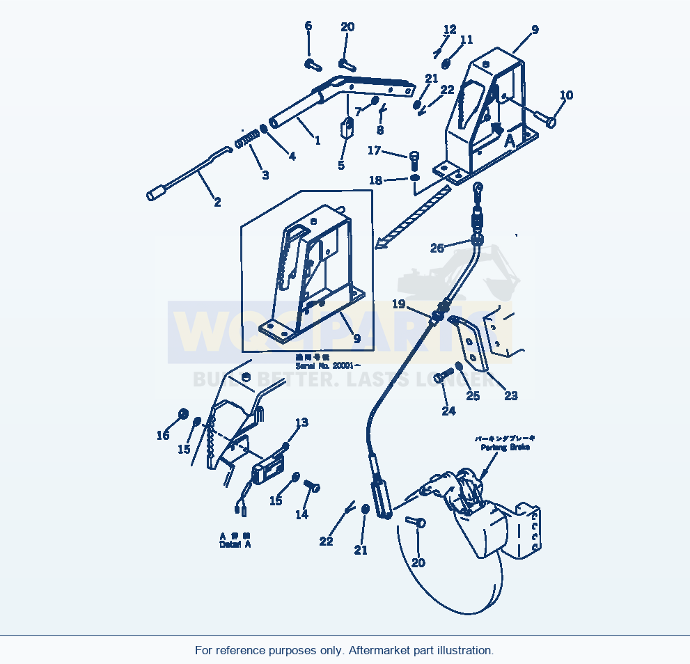 Komatsu WA250-1 Parking Brake Control parts diagram