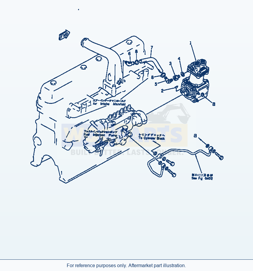 Komatsu WA250-1 Air Compressor And Piping parts diagram