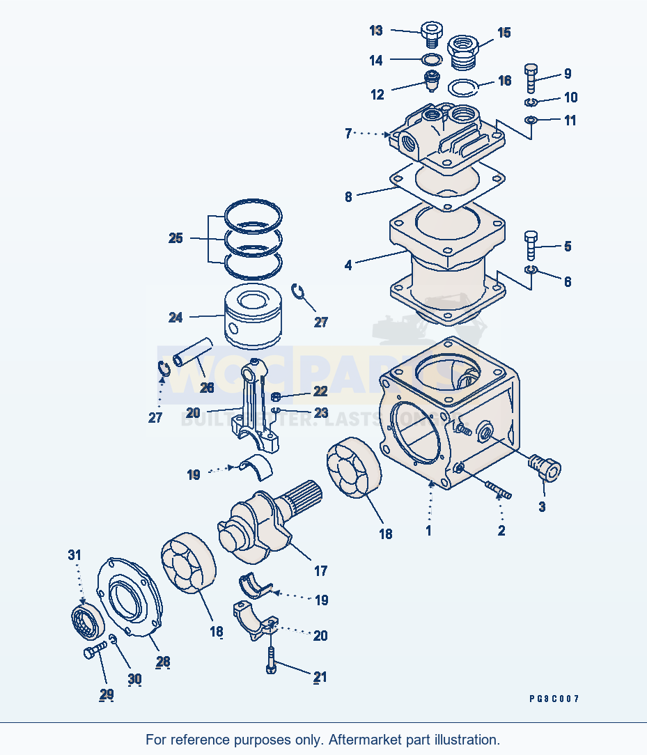 Komatsu WA250-1 Air Compressor parts diagram