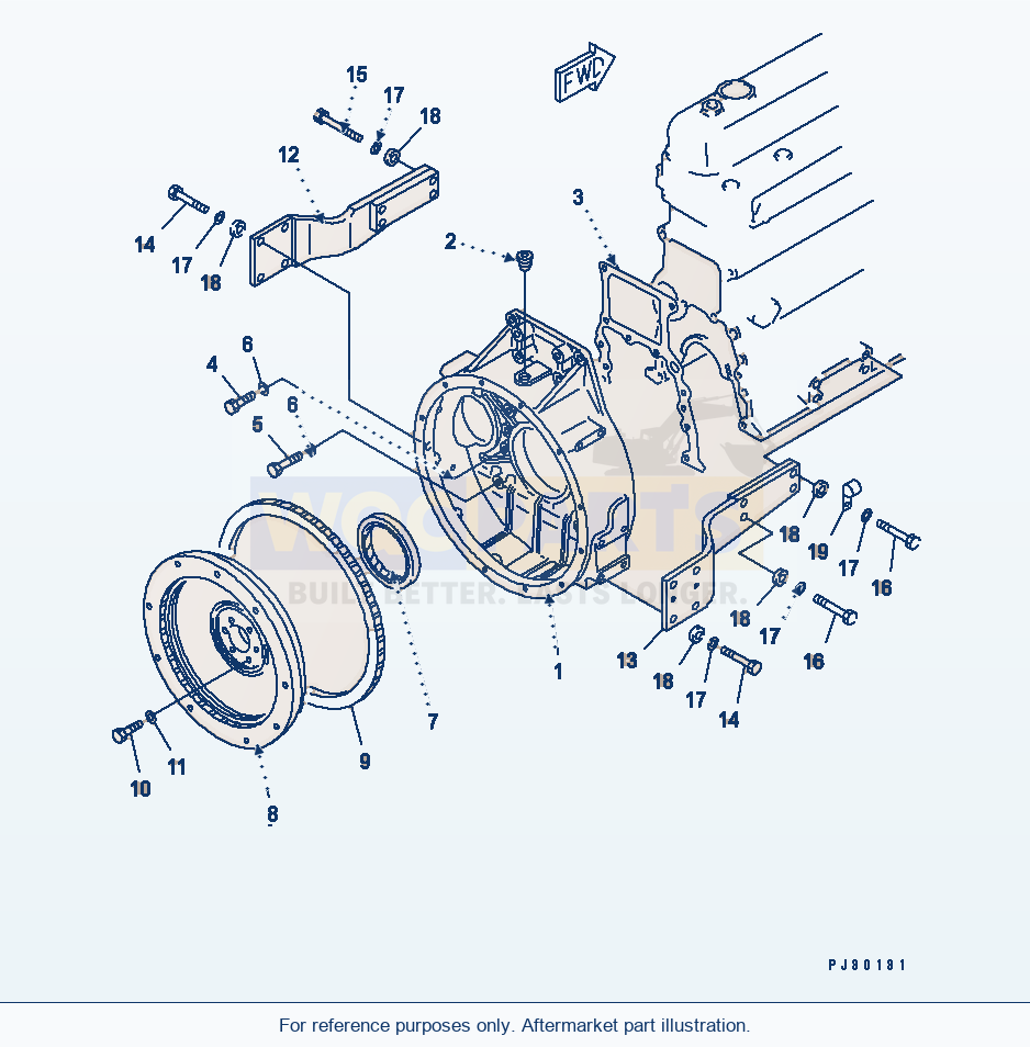 Komatsu WA250-1 Flywheel And Flywheel Housing(#86423-92027) parts diagram