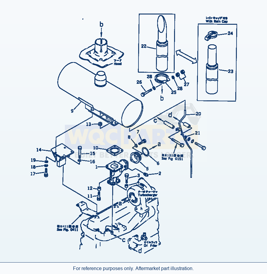 Komatsu WA250-1 Muffler And Mounting parts diagram