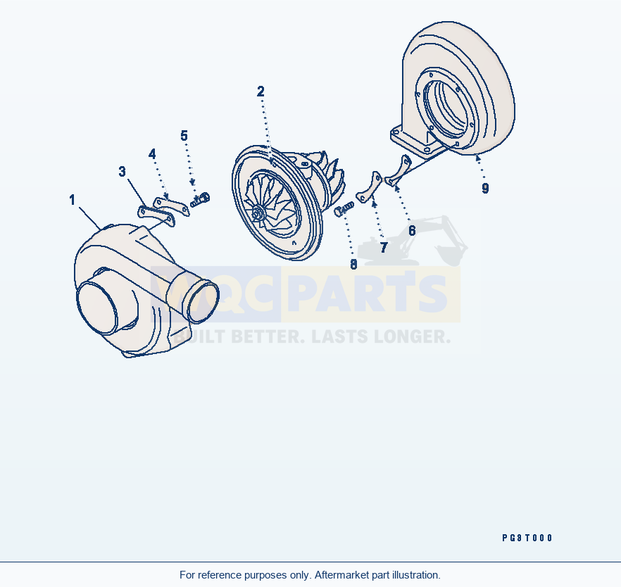 Komatsu WA250-1 Turbocharger parts diagram