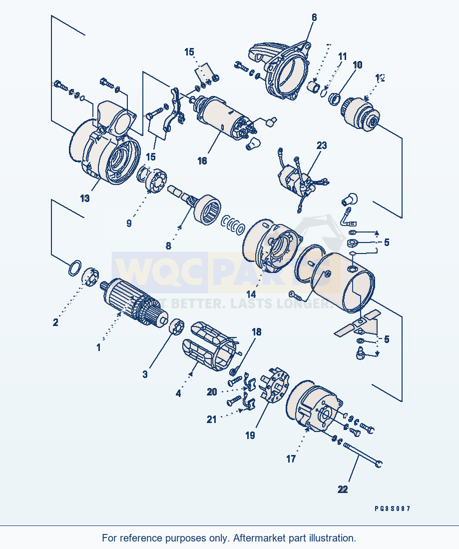 Komatsu WA250-1 Starting Motor (5.5Kw) parts diagram