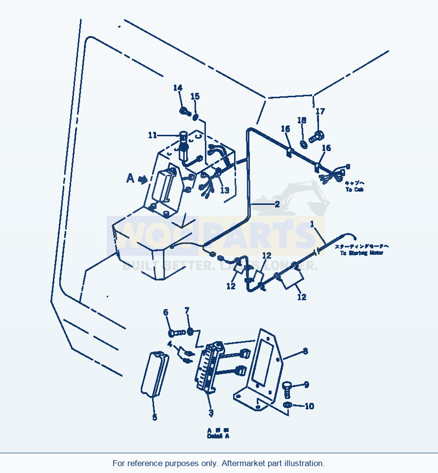 Komatsu WA250-1 Electrical System (For Cab) (For Cluster Gauge) parts diagram