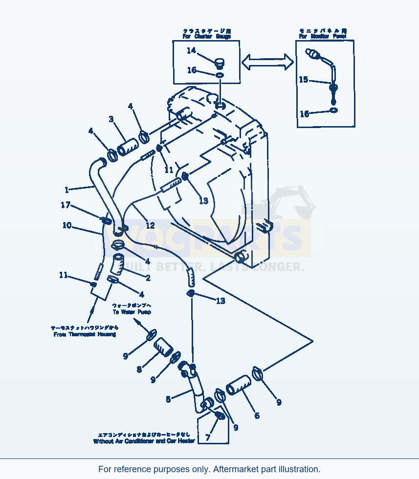 Komatsu WA250-1 Radiator And Piping parts diagram