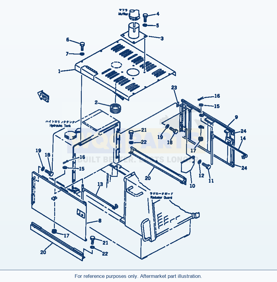 Komatsu WA250-1 Engine Hood parts diagram