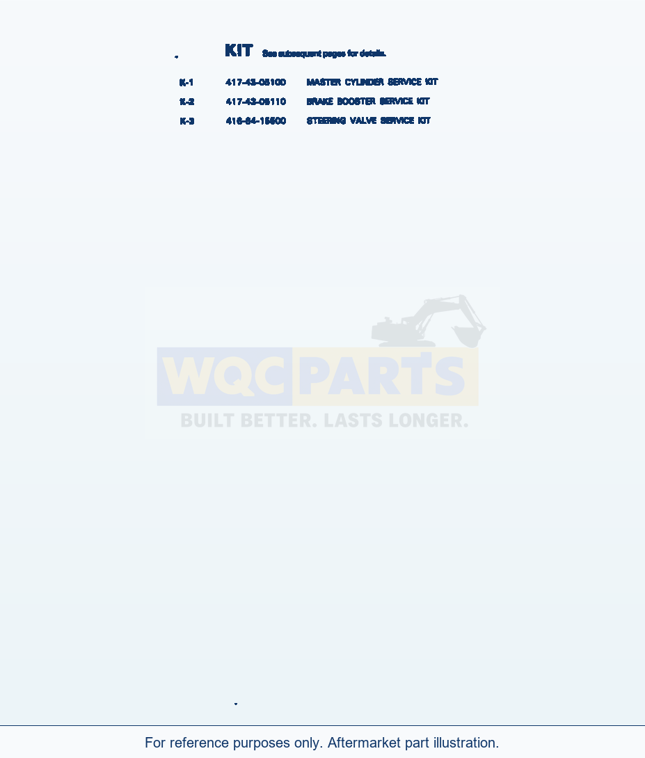 Komatsu WA250-1 Service Kit parts diagram