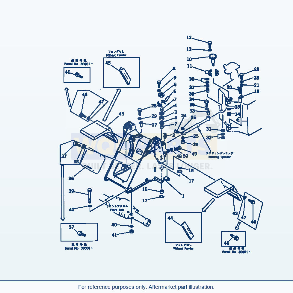 Komatsu WA250-1 Front Frame (For Parallel Link) parts diagram