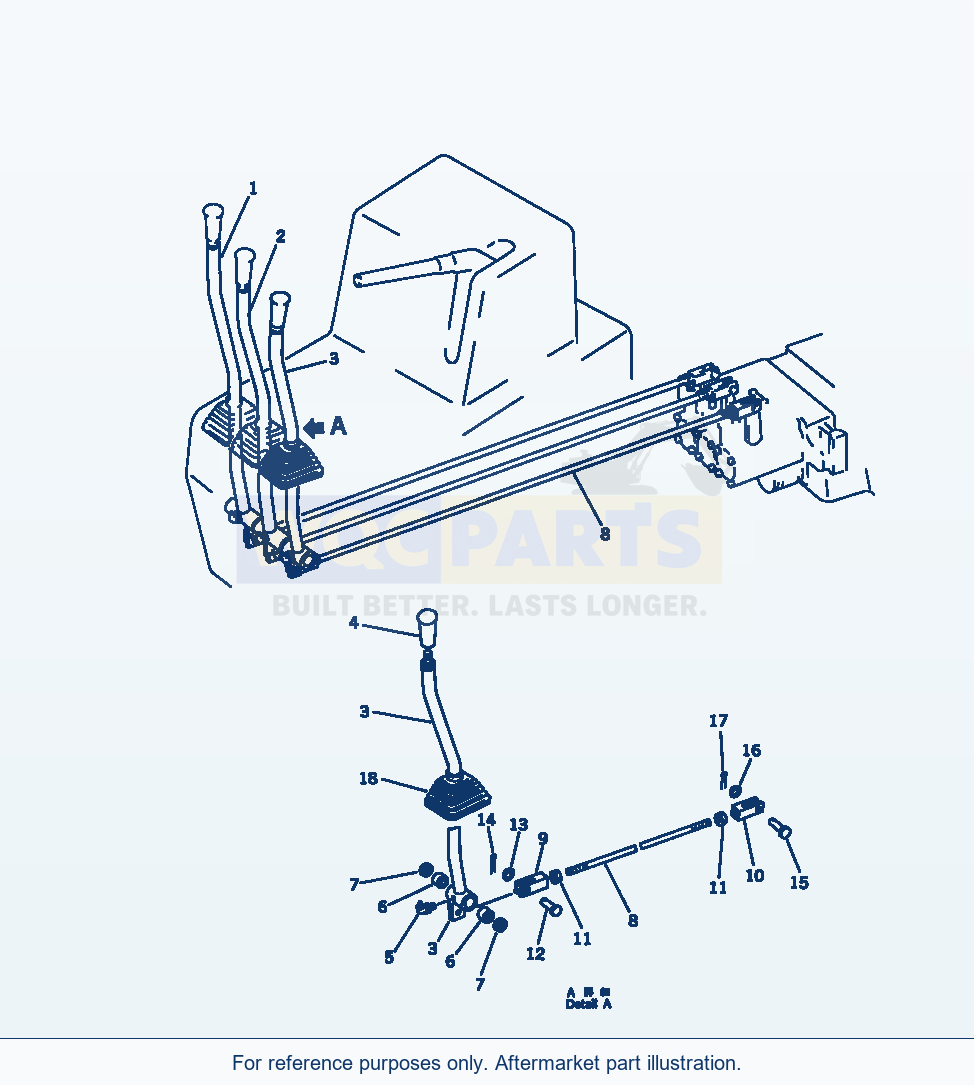 Komatsu WA250-1 Attachment Control Lever parts diagram
