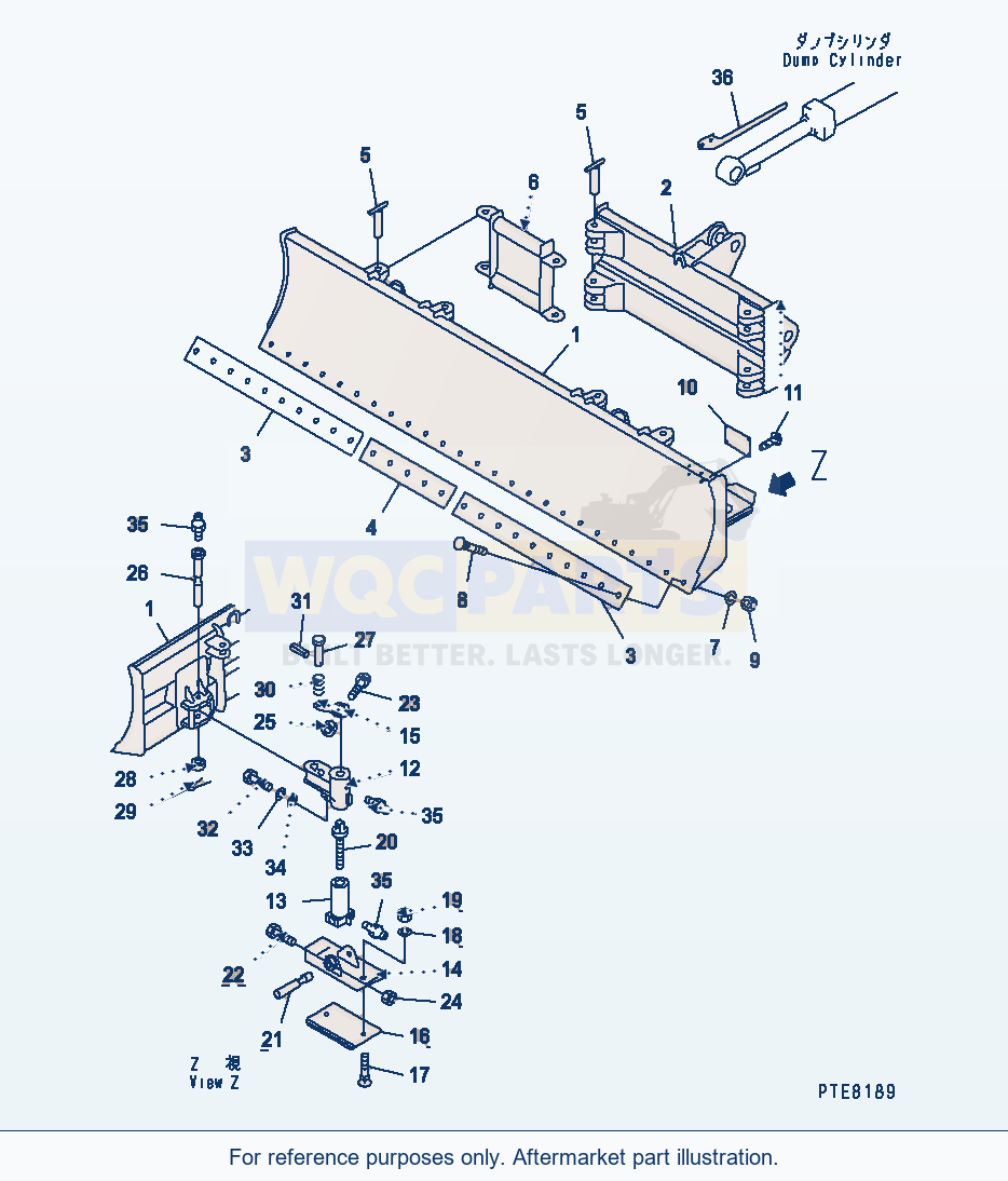 Komatsu WA250-1 Filler Blade parts diagram