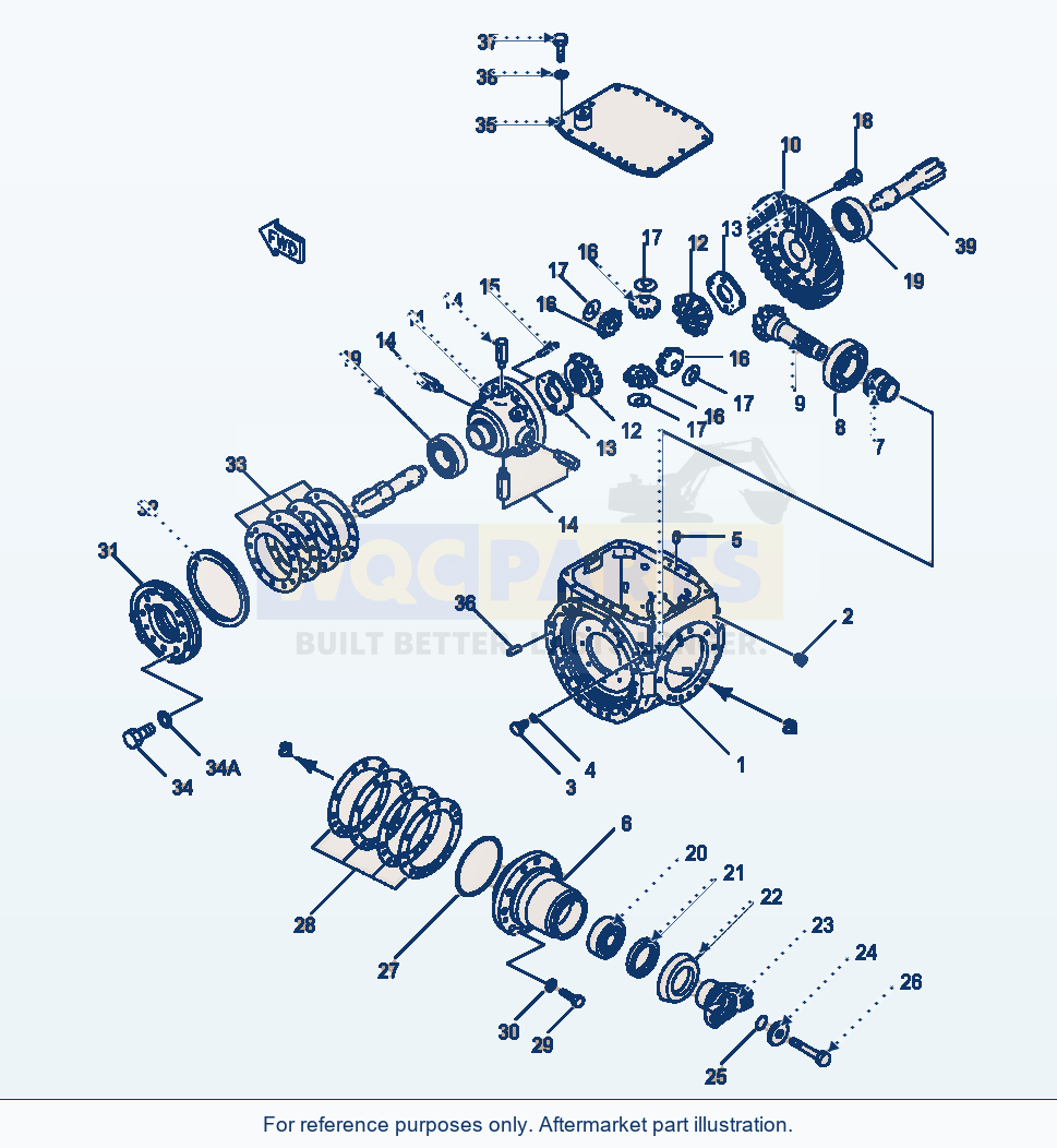 Komatsu WA250-1LC Axle Assembly Front Differential parts diagram