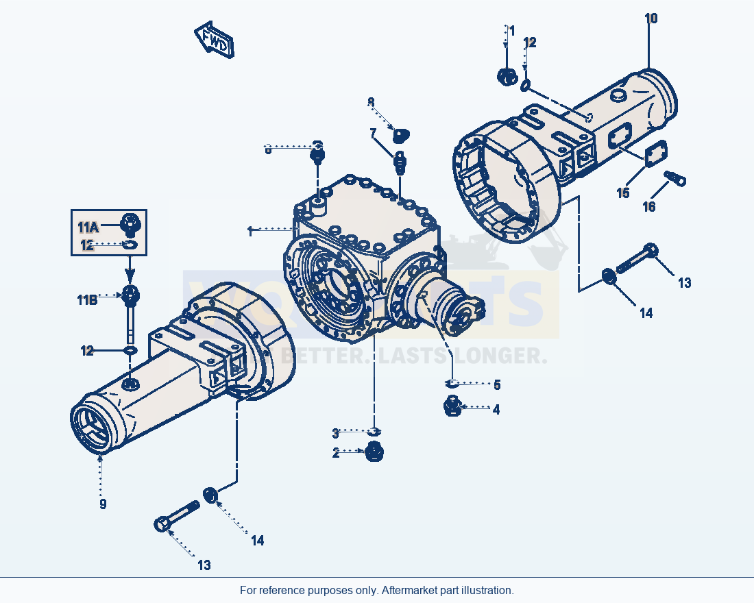 Komatsu WA250-1LC Axle Assembly Front parts diagram