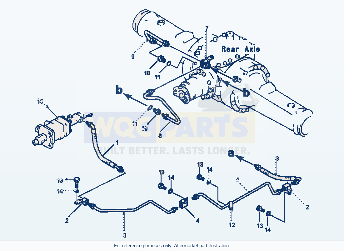 Komatsu WA250-1LC Brake Oil Piping Master Cylinder To Rear Axle parts diagram