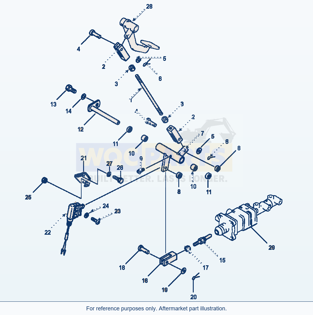Komatsu WA250-1LC Brake Pedal Linkage parts diagram