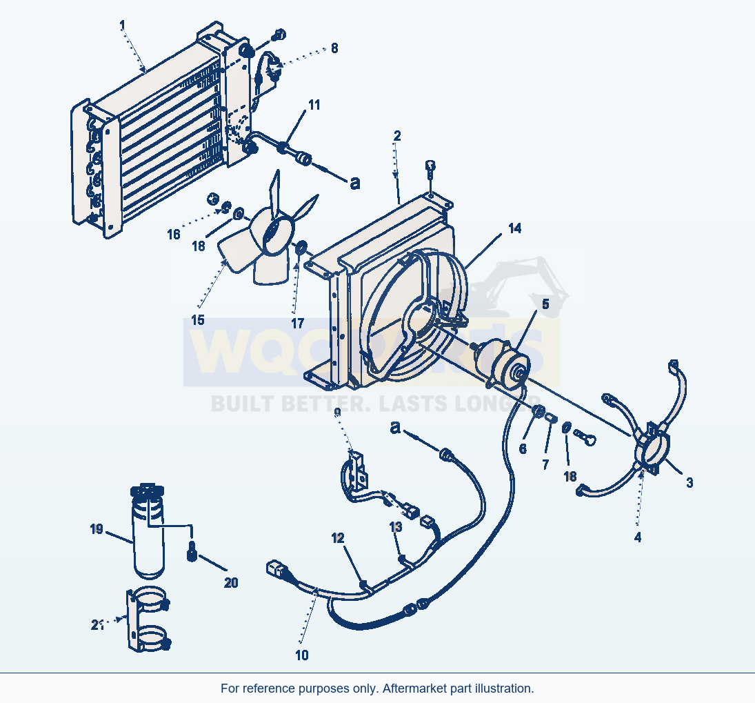 Komatsu WA250-1LC Air Conditioner Condenser Assembly parts diagram