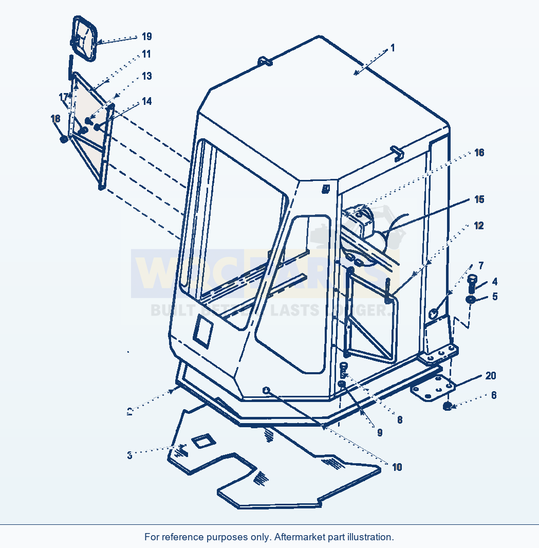 Komatsu WA250-1LC Rops Cab Mounting Parts - S/N A65001 - A65280 parts diagram
