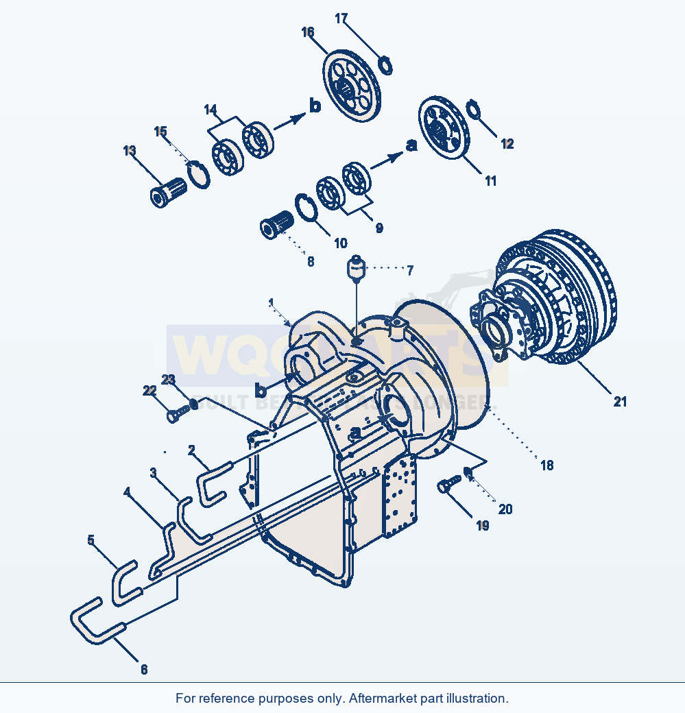 Komatsu WA250-1LC Transmission Front Case parts diagram