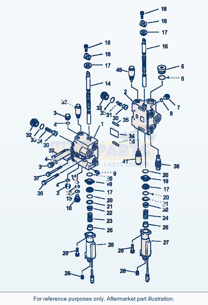 Komatsu WA250-1LC 2-Spool Control Valve parts diagram