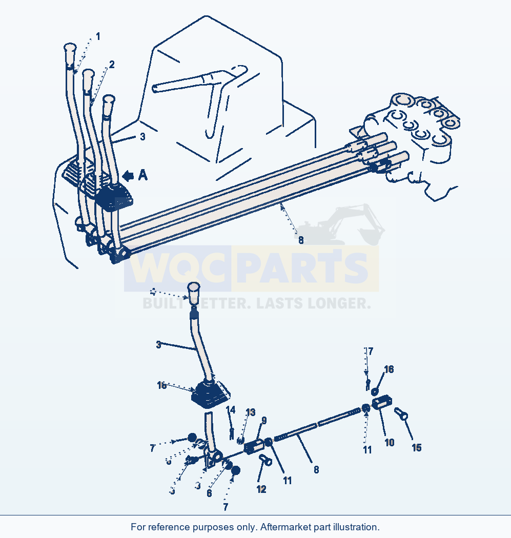 Komatsu WA250-1LC Attachment Control Lever parts diagram