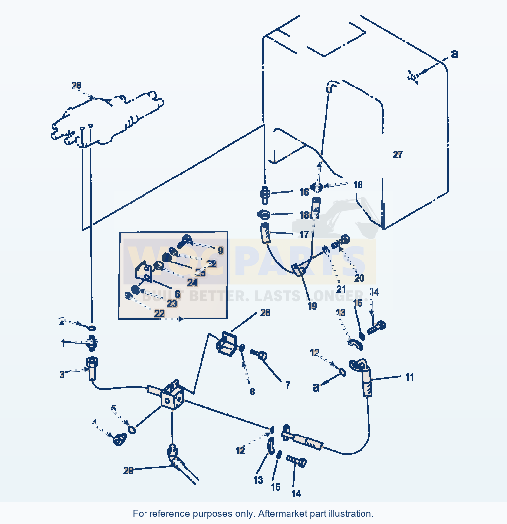 Komatsu WA250-1LC Hydraulic Piping (Control Valve To Reservoir) parts diagram