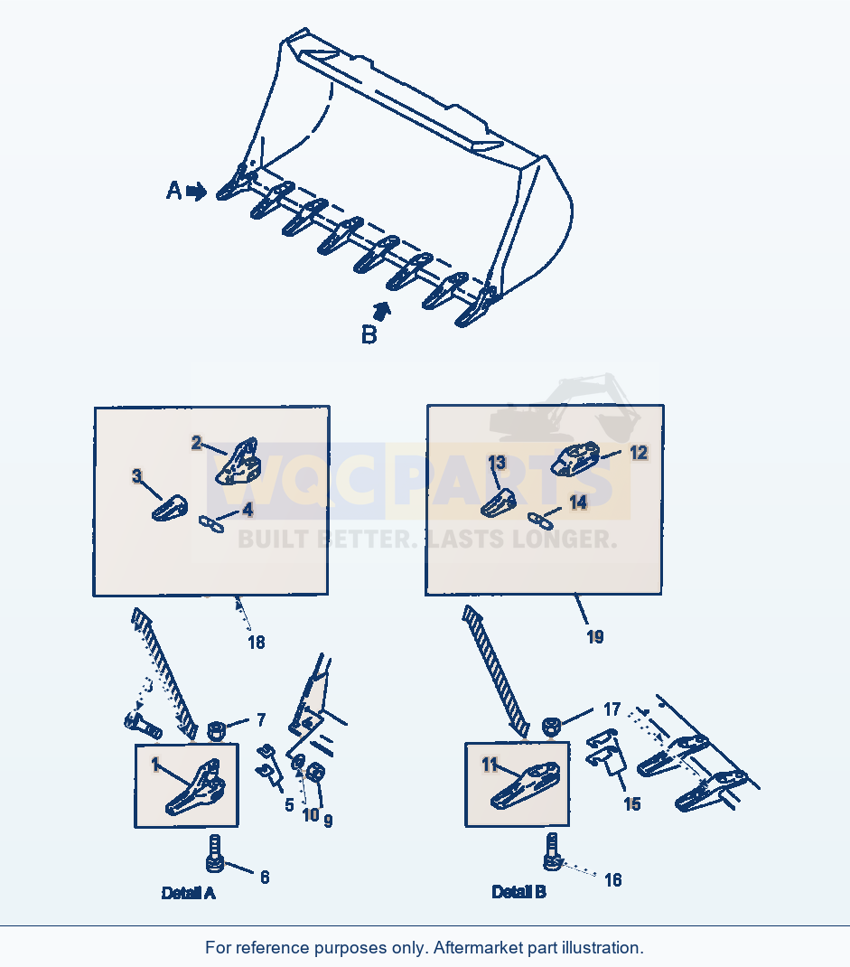 Komatsu WA250-1LC Bucket Teeth parts diagram