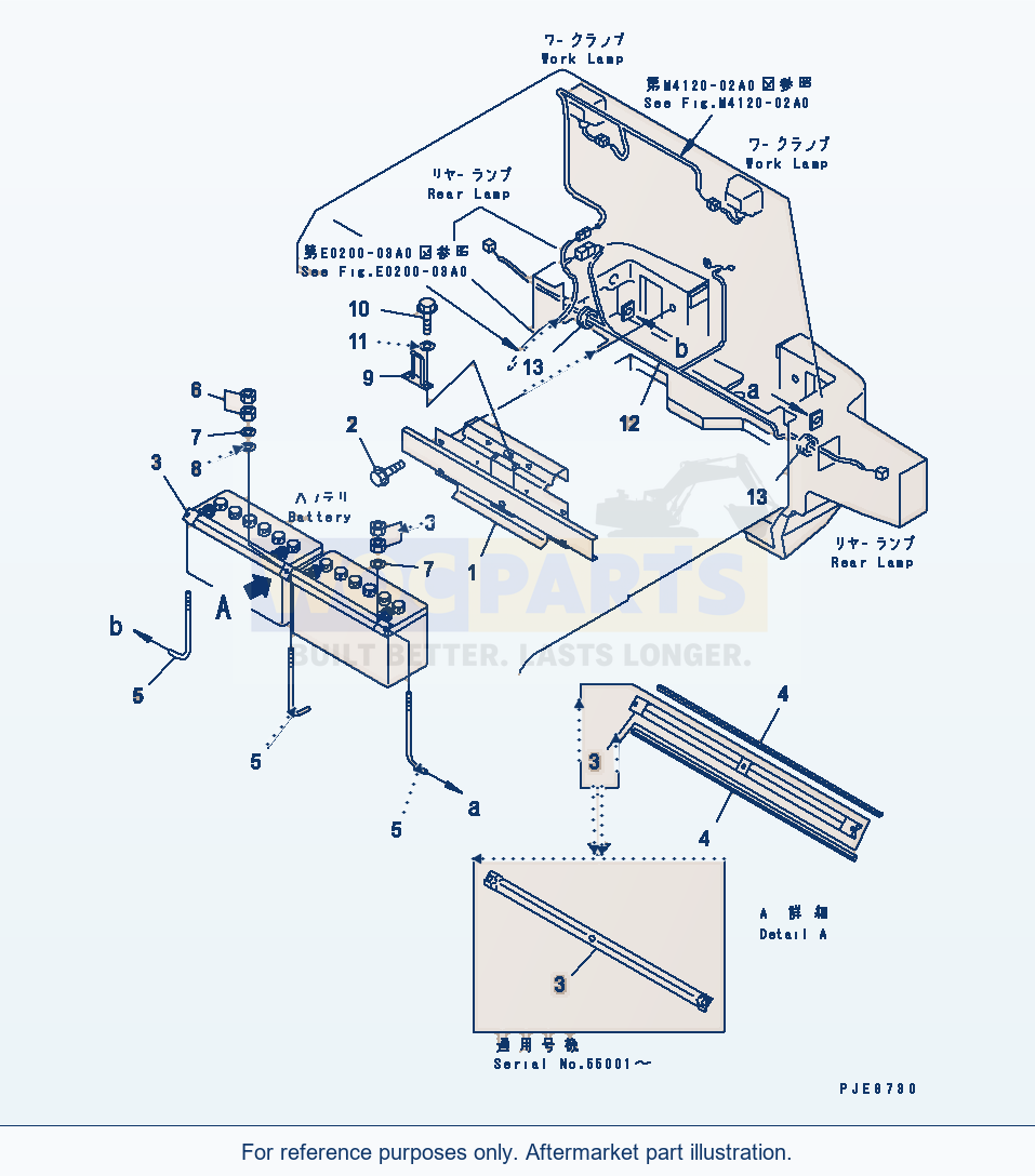 Komatsu WA250-3-SN Battery Box (Bracket) parts diagram
