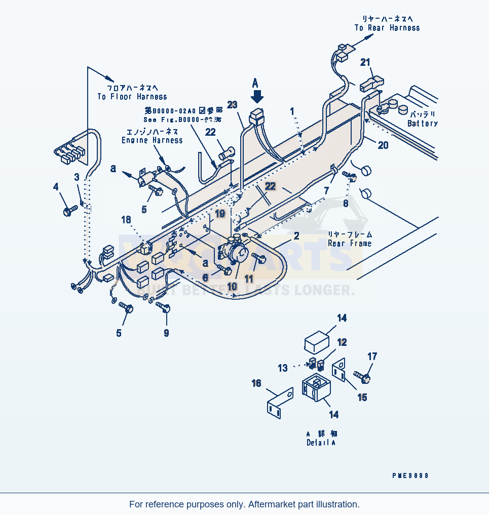 Komatsu WA250-3-SN Main Harness (Rear Frame Line) parts diagram