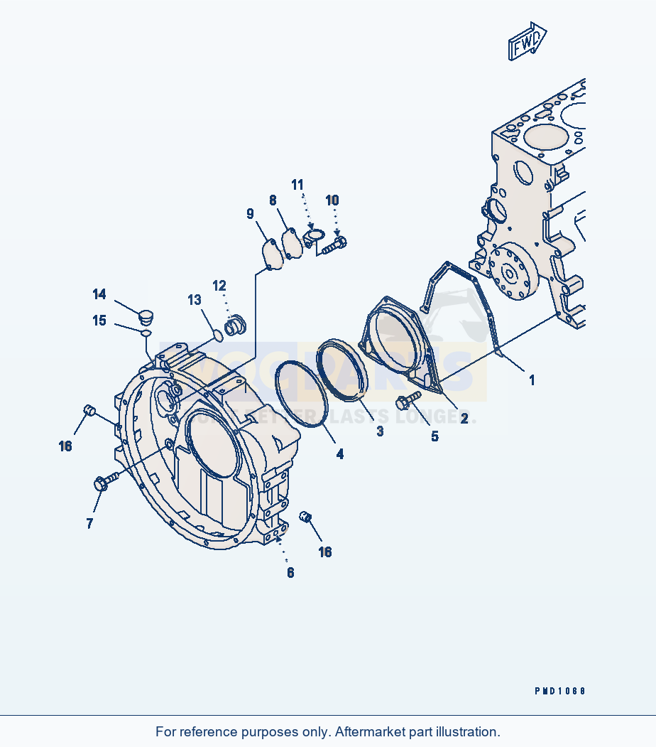 Komatsu WA250-3-SN Flywheel Housing(#26200929-26223713) parts diagram