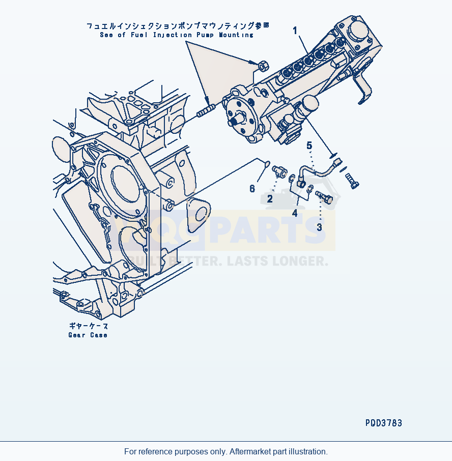 Komatsu WA250-3-SN Fuel Injection Pump And Oil Piping parts diagram