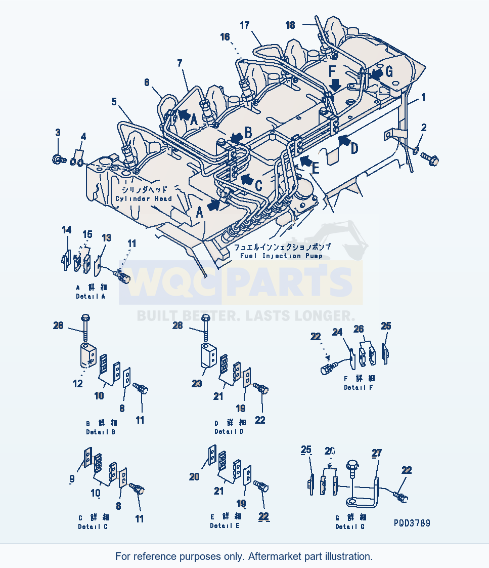 Komatsu WA250-3-SN Injection Piping(#26231951-) parts diagram