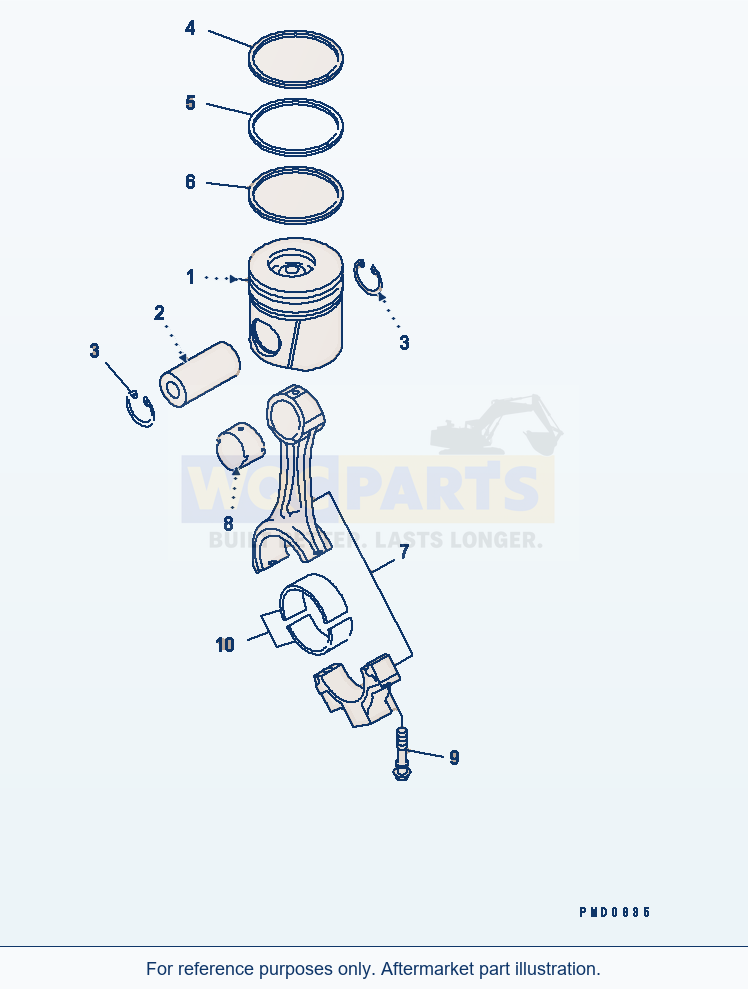 Komatsu WA250-3-SN Piston parts diagram