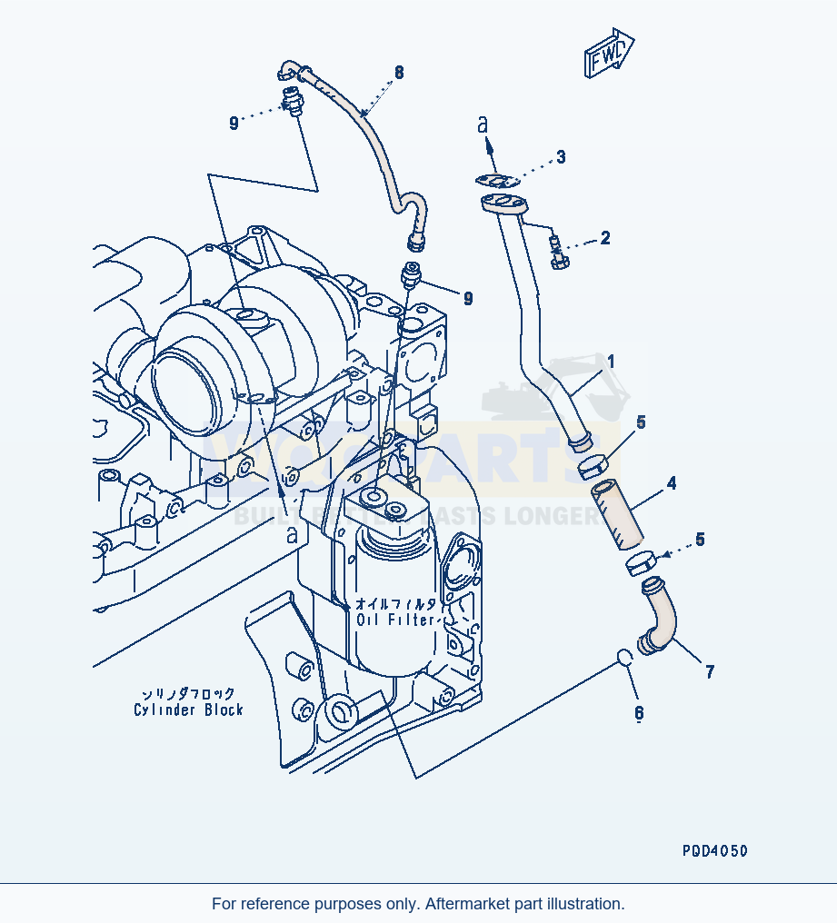 Komatsu WA250-3-SN Turbocharger Oil Piping(#26238406-) parts diagram