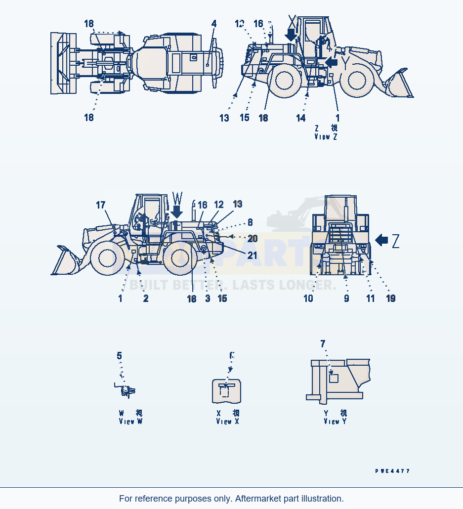 Komatsu WA250-3-SN Marks And Plates(#65001-65040) parts diagram