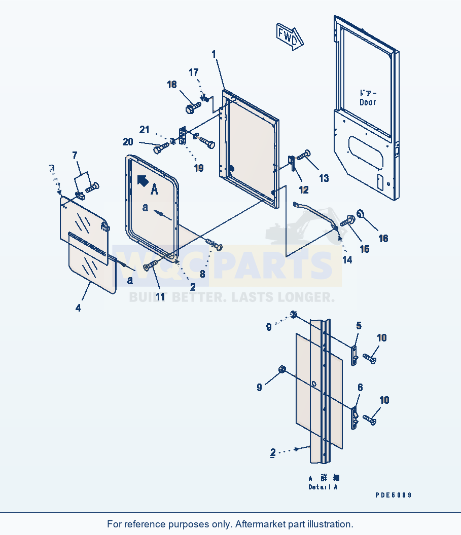 Komatsu WA250-3-SN 2-Persons Cab (Window R.H.)(#66001-) parts diagram