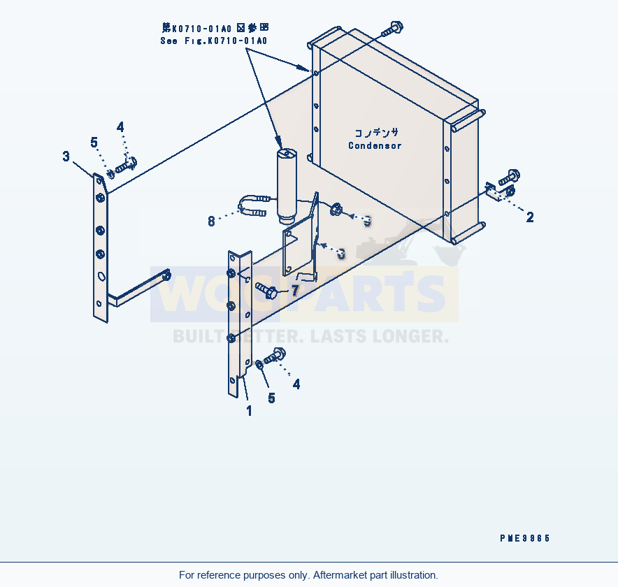 Komatsu WA250-3-SN Air Conditioner (Condensor Mounting) parts diagram