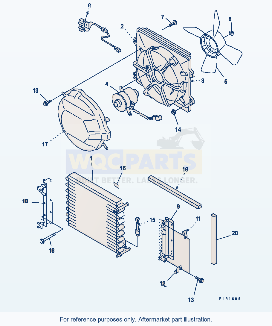 Komatsu WA250-3-SN Air Conditioner (Condensor) parts diagram
