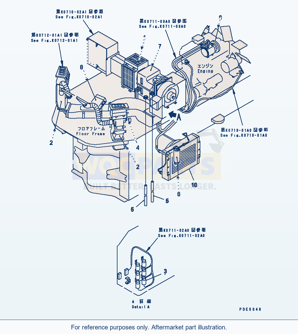 Komatsu WA250-3-SN Air Conditioner (With 2-Persons Cab) parts diagram