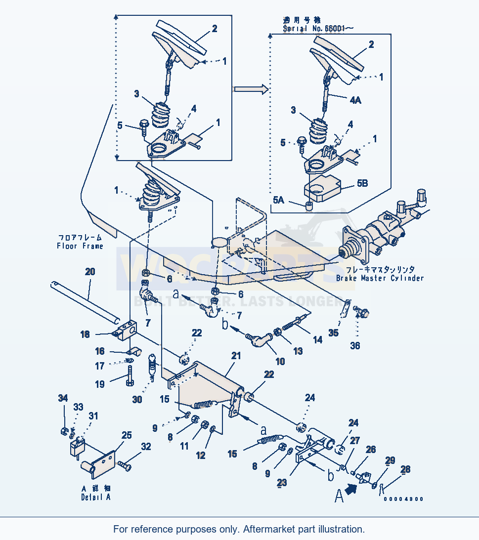 Komatsu WA250-3-SN Brake Control (Linkage) parts diagram