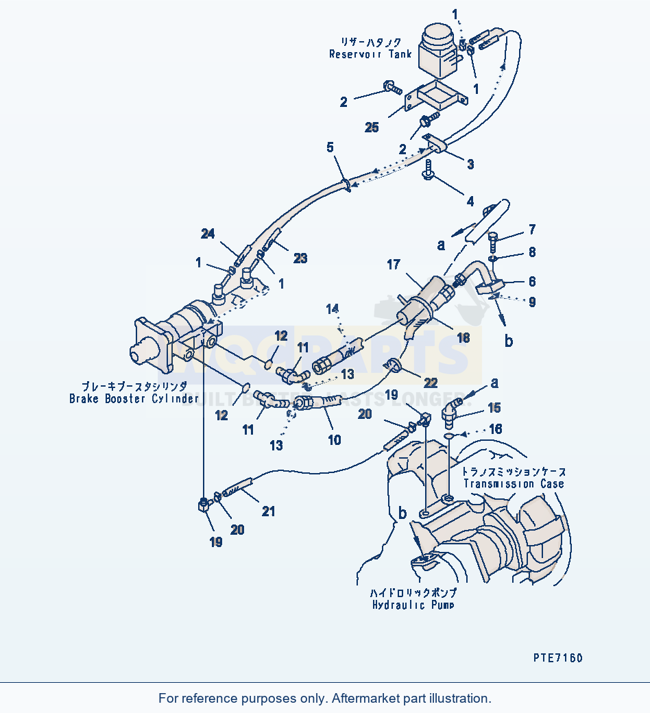 Komatsu WA250-3-SN Brake Control (Reservoir Tank Line) parts diagram