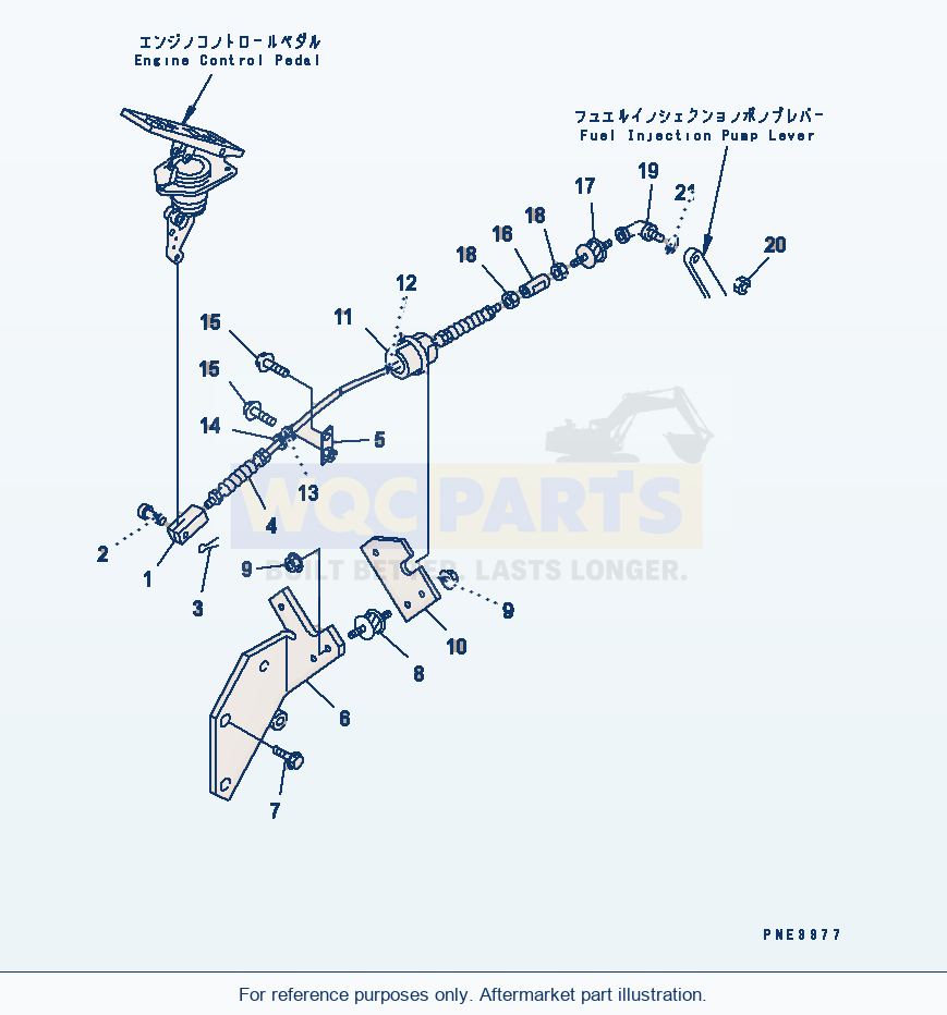Komatsu WA250-3-SN Engine Controller (Control Cable) parts diagram