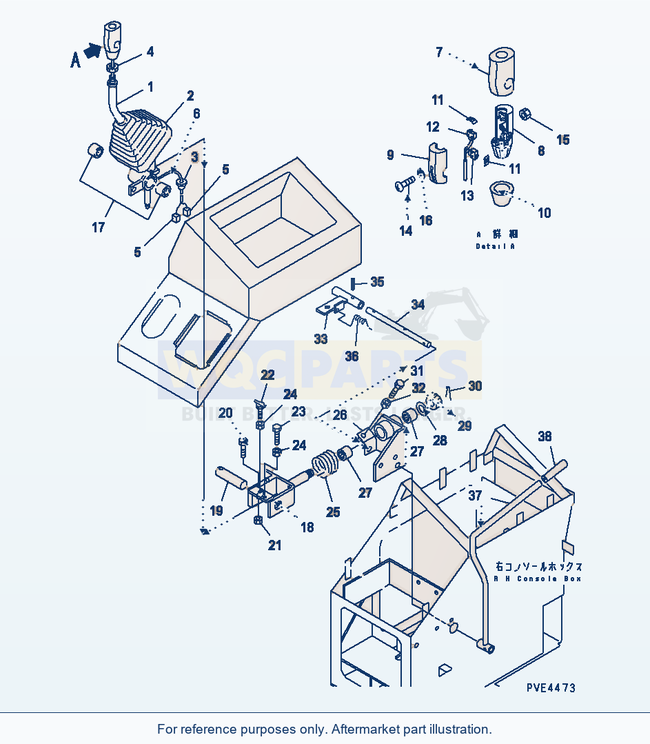 Komatsu WA250-3-SN Loader Control (Control Lever) parts diagram