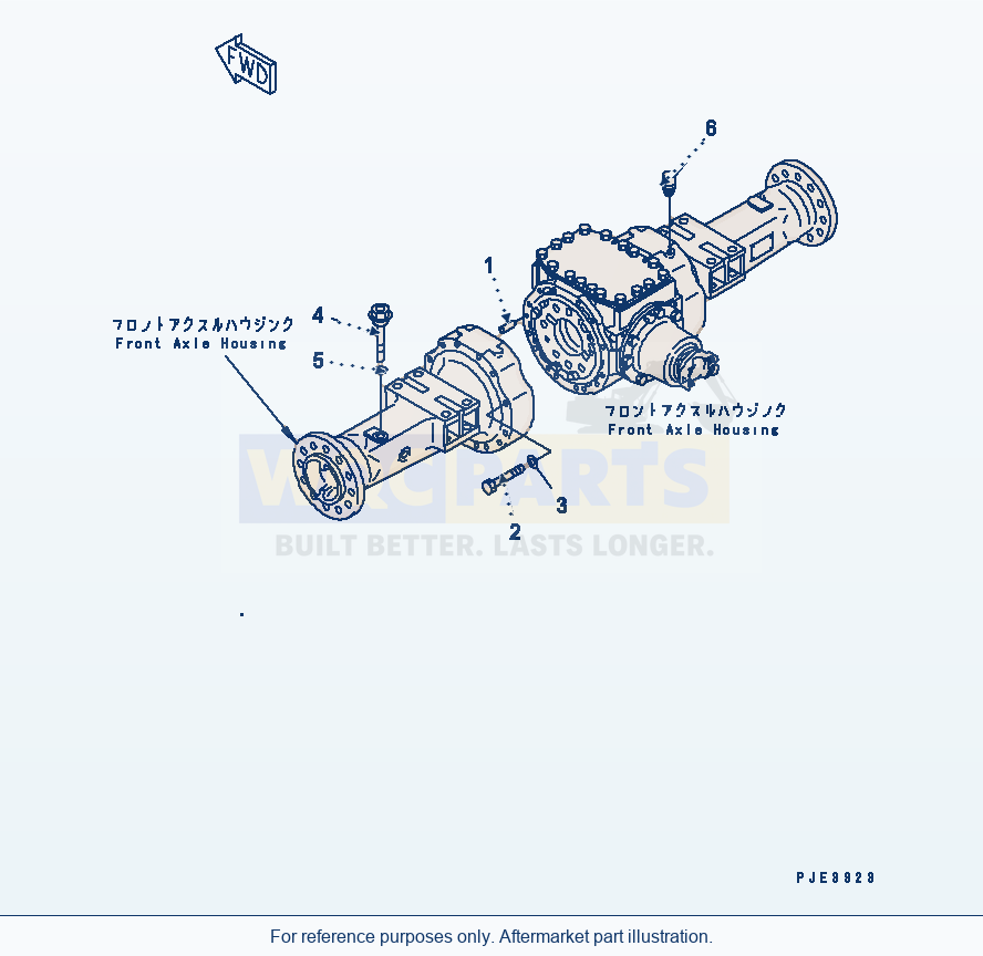 Komatsu WA250-3-SN Front Axle (Axle Housing Mounting Parts) parts diagram