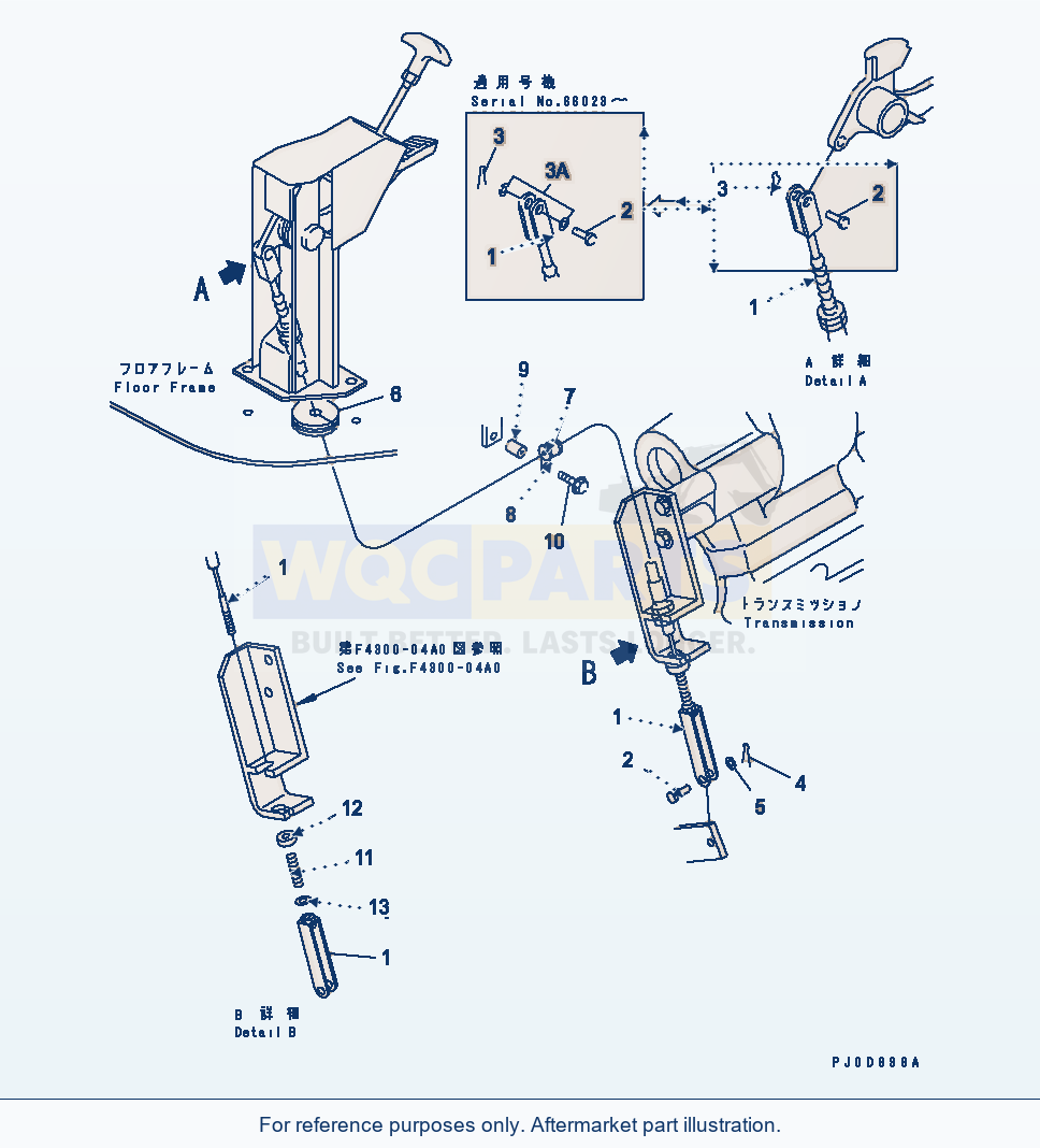 Komatsu WA250-3-SN Parking Brake Control Parts (Linkage) parts diagram