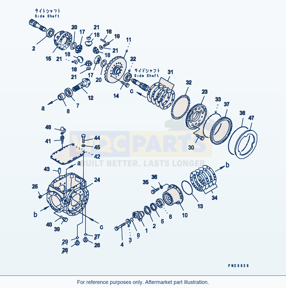 Komatsu WA250-3-SN Rear Axle (Differential And Brake) parts diagram
