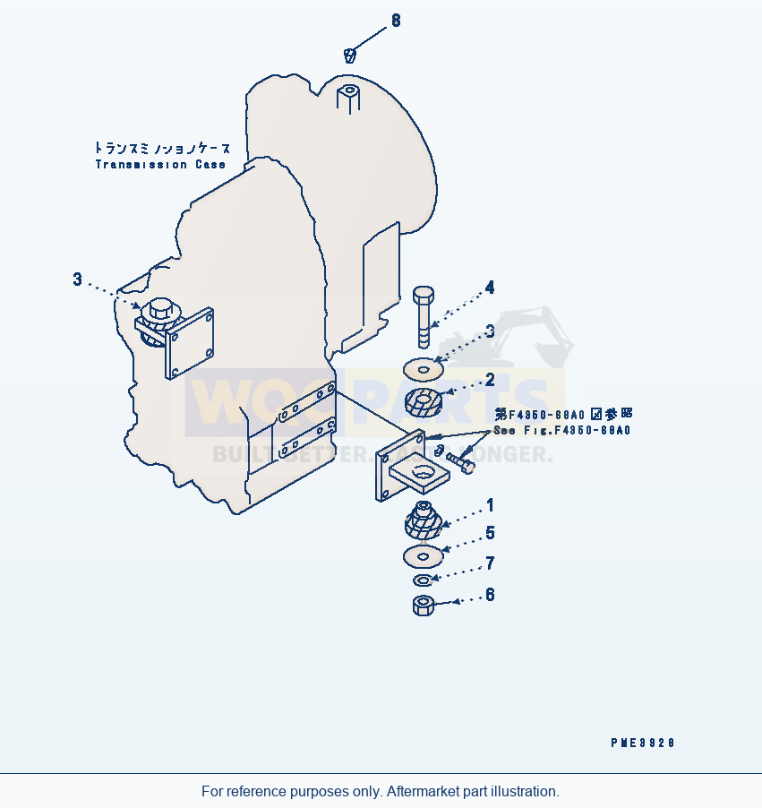 Komatsu WA250-3-SN Transmission Mounting parts diagram