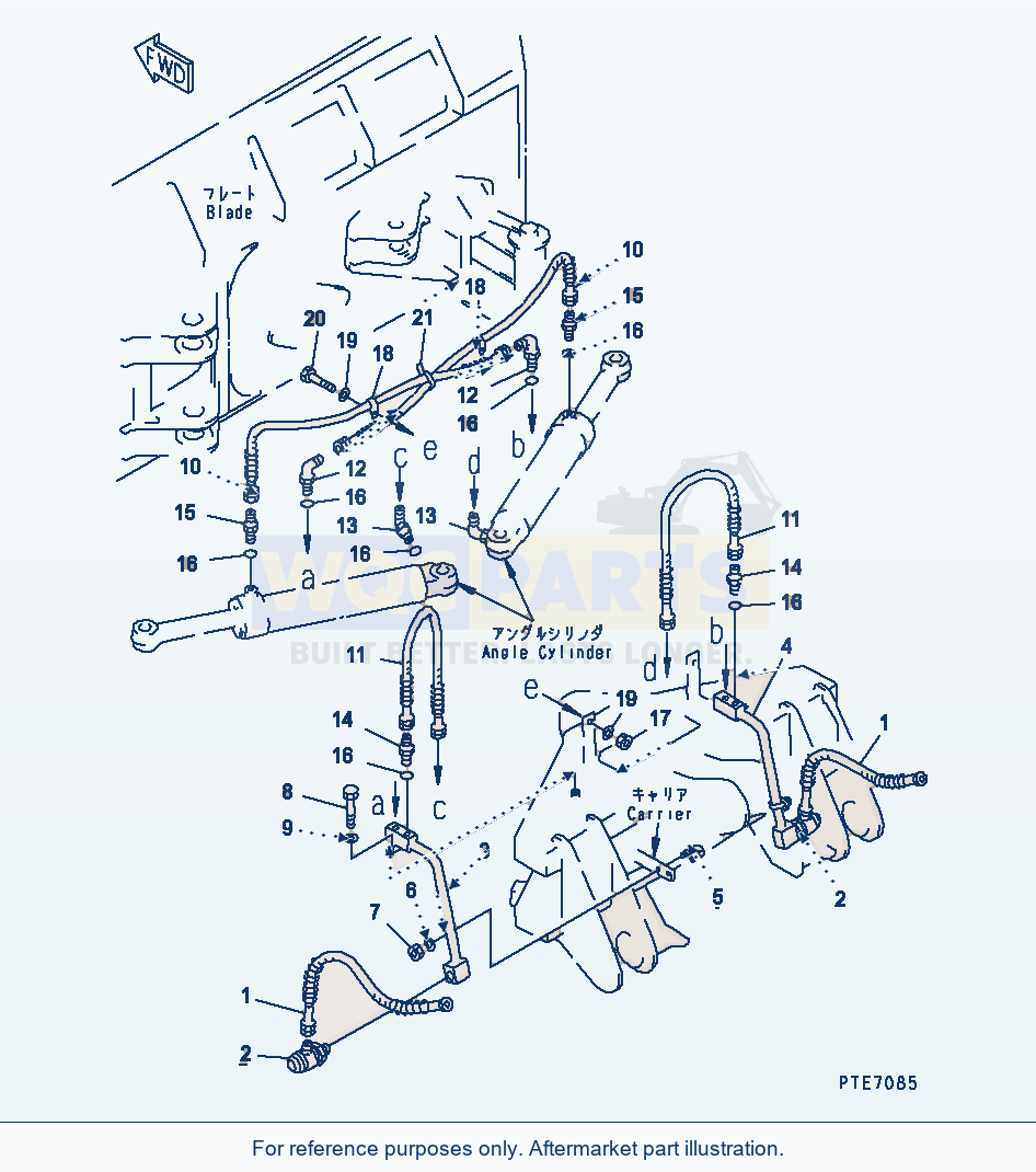Komatsu WA250-3-SN Blade (Angle Cylinder Line) (P.A.P.) parts diagram