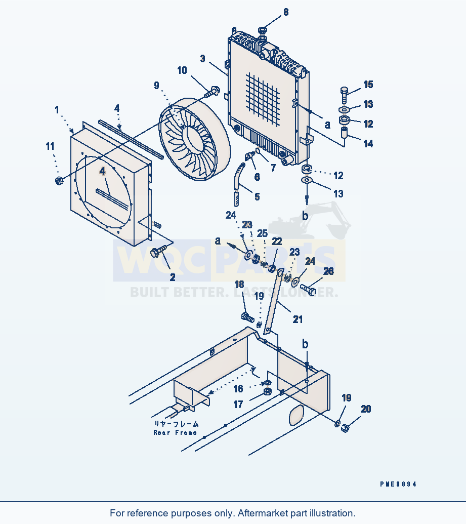 Komatsu WA250-3 Radiator(#65001-66049) parts diagram